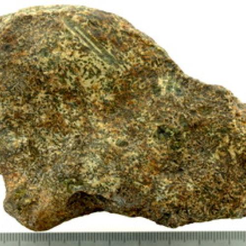 Photo de la météorite Erg Chech 002, la plus vieille roche volcanique du Système Solaire jamais tombée sur Terre.